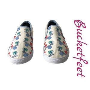 Bucketfeet Palms and Ocean Canvas Sneakers Sz 9